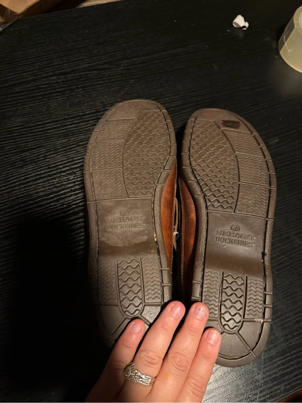 Sebago Brown Leather Moc Toe Boat Shoes